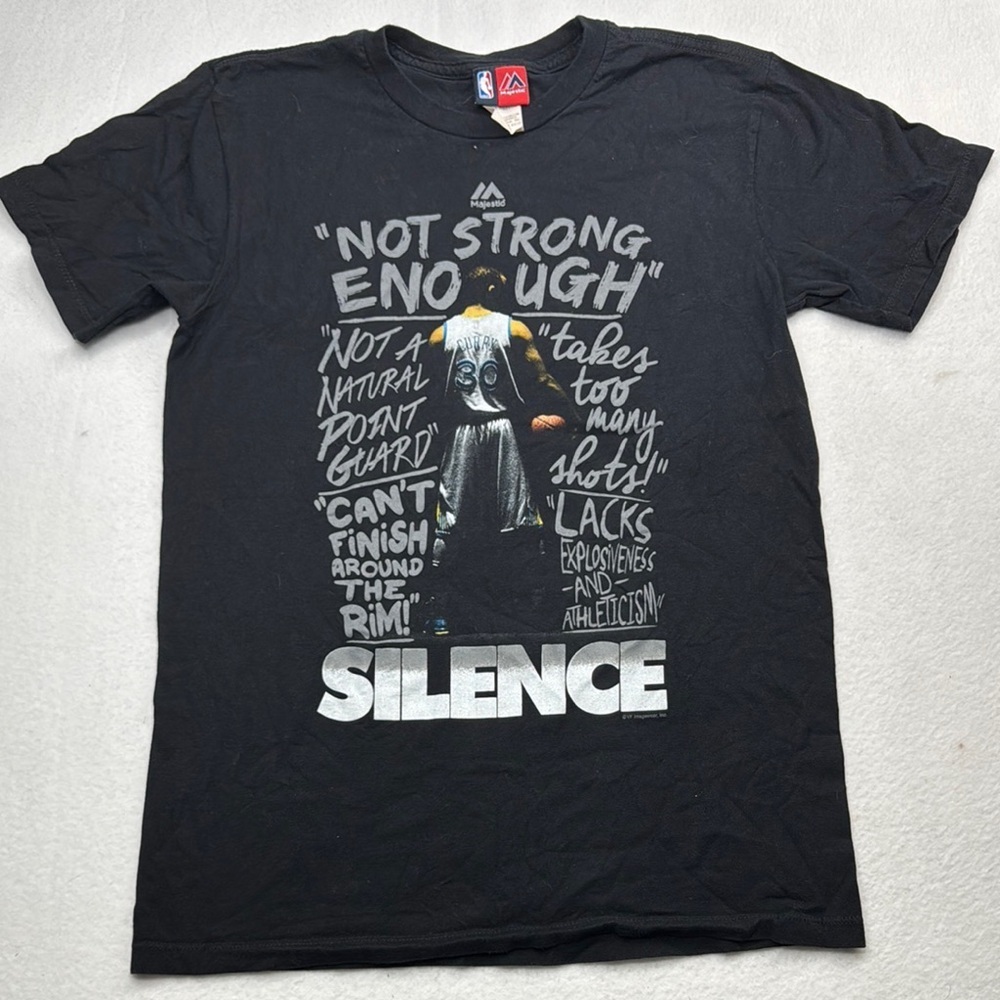 Majestic Black Short Sleeve Tee Stephen Curry size small s silence golden state